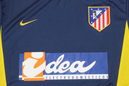with LFP Patch Retro Jersey 2002-2003 Atletico Madrid Away Dark Blue Soccer Jersey Vintage Football Shirt