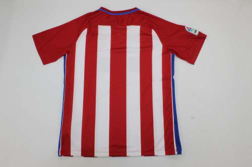 with LFP Patch Retro Jersey 2016-2017 Atletico Madrid Home Soccer Jersey Vintage Football Shirt