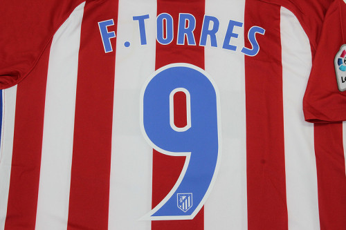 with LFP Patch Retro Jersey 2016-2017 Atletico Madrid F.Torres 9 Home Soccer Jersey Vintage Football Shirt