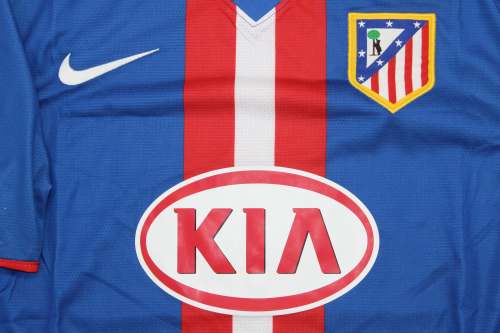 with LFP Patch Retro Jersey 2010-2011 Atletico Madrid Away Blue Soccer Jersey Vintage Football Shirt