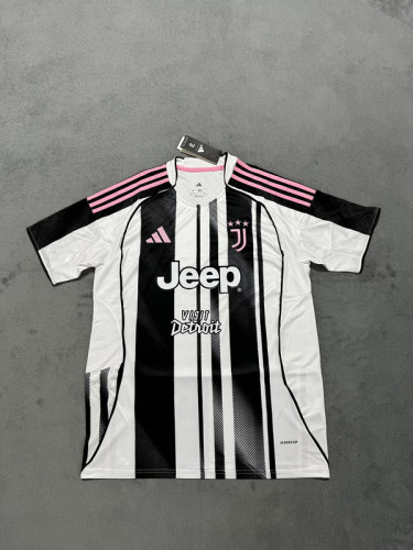 with Sponor Logo Maillot Juve Shirt Fans Version 2025-2026 Juventus Home Soccer Jersey Football Shirt