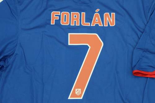with LFP Patch Retro Jersey 2010-2011 Atletico Madrid FORLAN 7 Away Blue Soccer Jersey Vintage Football Shirt