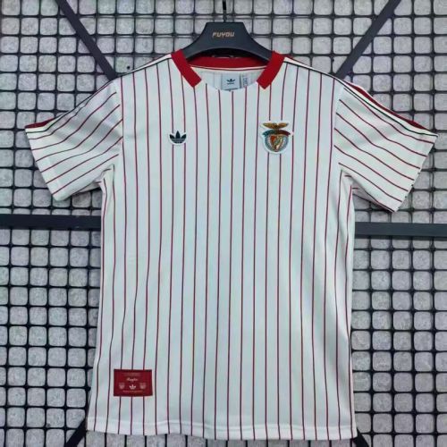 Fan Version 2025-2026 Benfica White/Red Lines Soccer Jersey Football Shirt