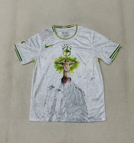 Fan Version 2025 Brazil White Jesus Edition Soccer Jersey Brasil Camisetas de Futbol