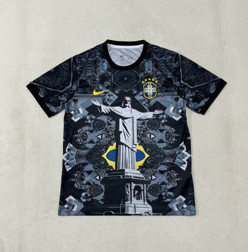Fan Version 2025 Brazil Black Jesus Edition Soccer Jersey Brasil Camisetas de Futbol