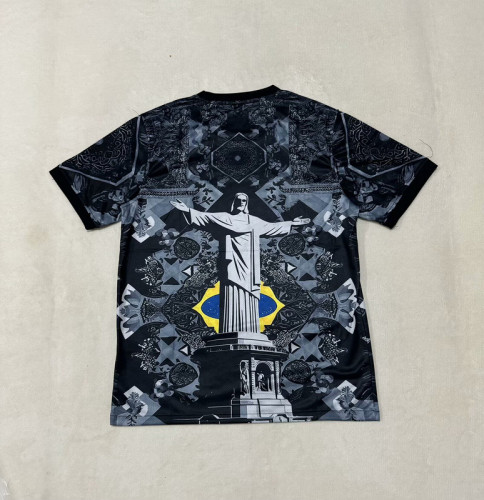 Fan Version 2025 Brazil Black Jesus Edition Soccer Jersey Brasil Camisetas de Futbol