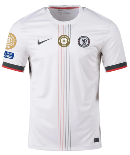 with Club World Cup Champions+Club World Cup+Football Unites the World FIFA Badge Player Version 2025-2026 Chelsea Away White Soccer Jersey Football Shirt