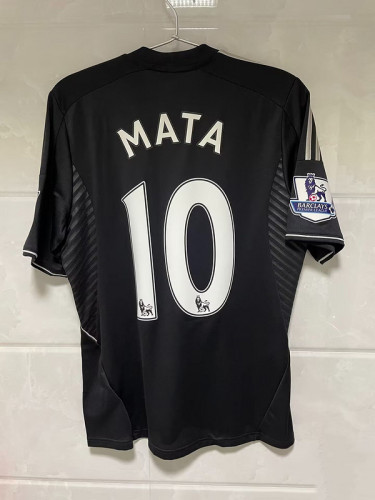 with EPL Patch Retro Jersey 2013-2014 Chelsea MATA 10 Third Away Black Soccer Jersey Vintage Football Shirt