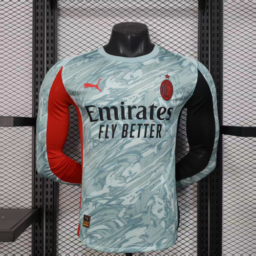 Long Sleeve Player Version 2025-2026 AC Milan Light Green Goalkeeper Soccer Jersey AC Football Shirt