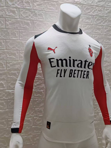 Long Sleeve Player Version 2025-2026 AC Milan Away White Soccer Jersey AC Football Shirt