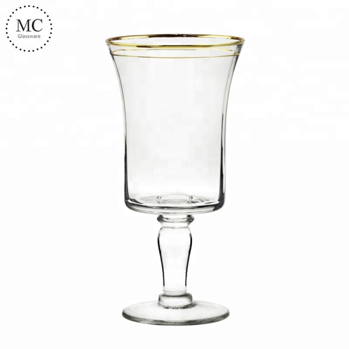 Wholesale Gold  Band Design Wine Glass set of champagne glasses  Elegant Glassware And Stemware