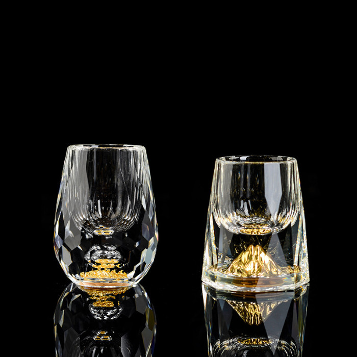 Gold foil liquor cup gift box set Jinshan Crystal wine divider one shot glass household spirit cup upscale wine glass set