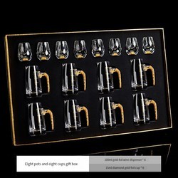 Gold foil liquor cup gift box set Jinshan Crystal wine divider one shot glass household spirit cup upscale wine glass set