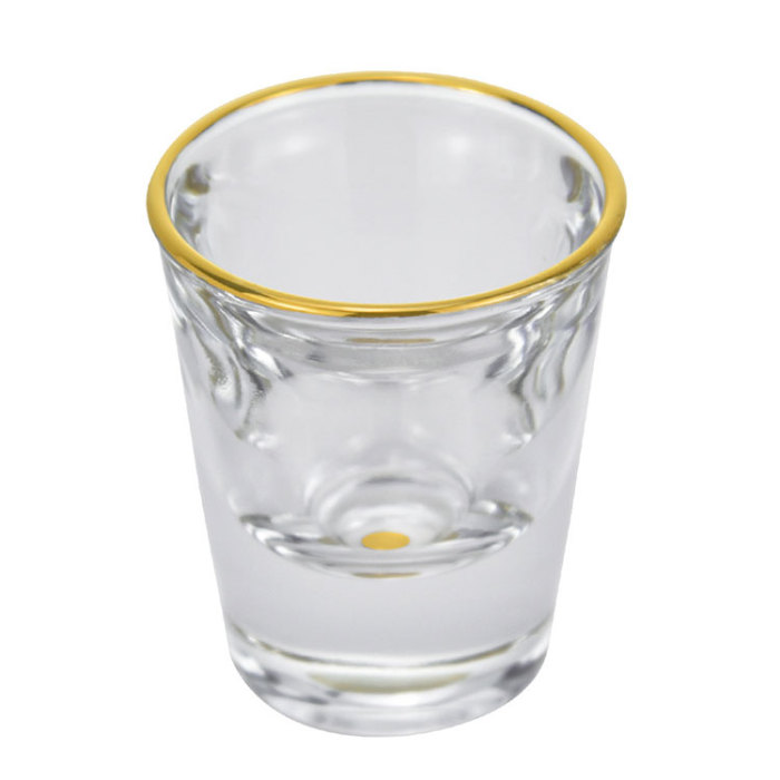 Wholesale Thick Bottom Shot Glass Crystal Gold Rim Whiskey Glasses Lead Free Glass Cup Thick Bottom