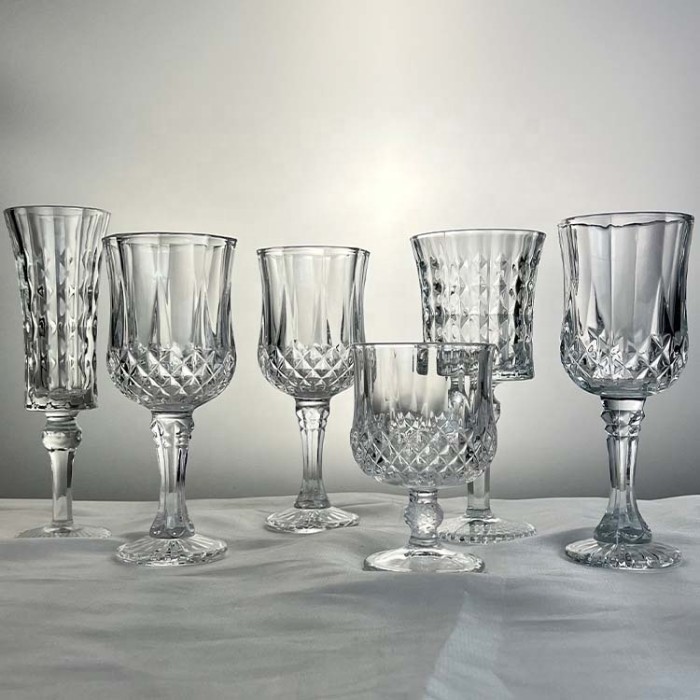Custom drinking water glasses unique italian diamond shape Champagne Flutes Wine goblet Cup Crystal red wine glass set