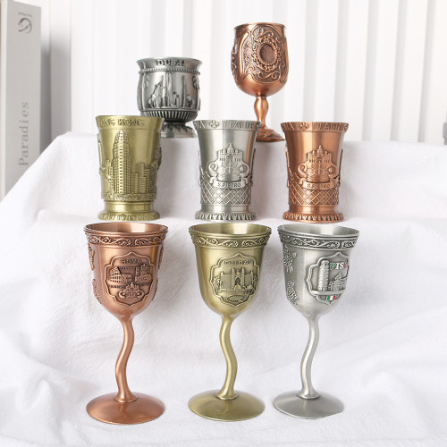 Custom Wine Goblet Glasses Chalice  European Liquor Cup Metal Shot Glass Silver Gold Red Bronze Color for Best Gifts Friends