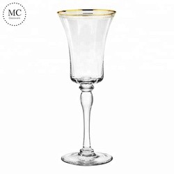Wholesale Gold  Band Design Wine Glass set of champagne glasses  Elegant Glassware And Stemware