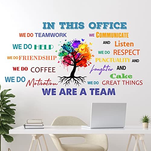 Office Inspirational Wall Decals Office Wall Decor for Office Quotes Positive Sayings Peel and Stick Office Stickers Motivational Teamwork Wall Decals Company Art We are A Team Gift (Elegant Style)