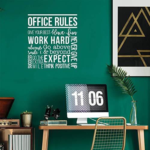 Vinyl Wall Art Decal - Office Rules Give Your Best Work Hard Never Give Up Think Positive - 33  x 30  - Modern Motivational Quote for Home Office Workplace School Decoration Sticker (Small White)