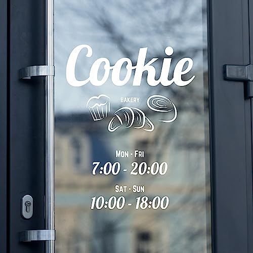 Bakery's Opening Hours with Custom Sticker - Personalize Your Bakery's Aesthetic with Custom Vinyl Decal - Eye-catching Opening Hours Decals on Door Window - Custom Business Hours Signage Sticker