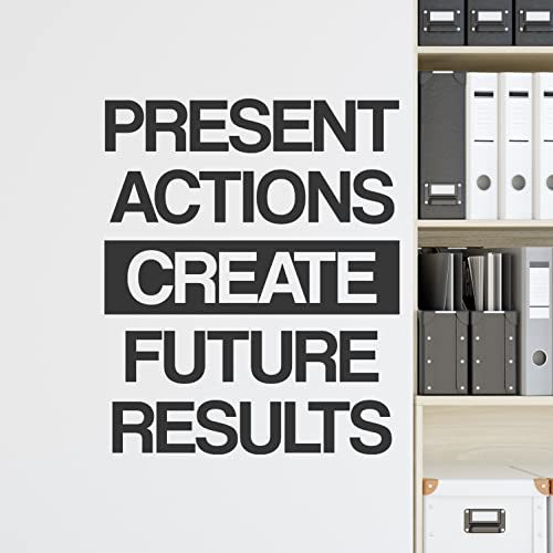 My Vinyl Story Large Present Actions Create Future Results Wall Decal Quote for Home Gym Office Classroom Decor Wall Sticker Inspirational Motivational Vinyl Words & Sayings 18x22 Inches