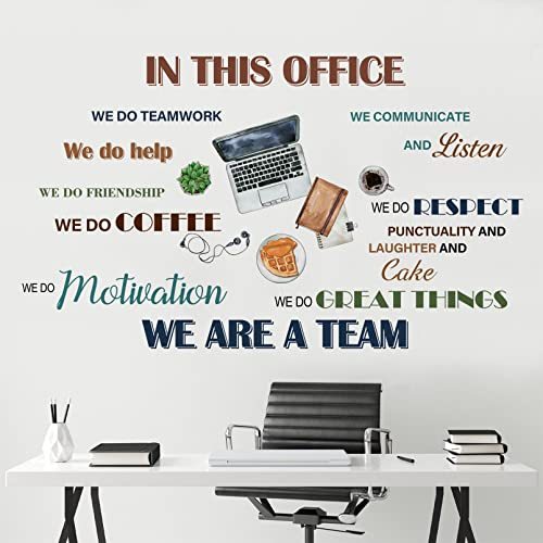 Mfault Office Inspirational Quotes Positive Sayings Peel Stick Wall Decals Stickers, Colorful Motivational Lettering Teamwork Decorations Company Art, Neutral We are A Team Coffee Home Decor Gift