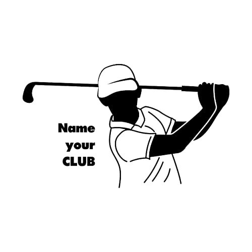 Personalized Golf Sticker with Golf Player Drawing - Golf Player Picture Vinyl Wall Decal with Text - Custom Golf Vinyl Decal Picture of Golf Player
