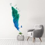 Blue Feathers Dove Bird Wall Decals for Living Room Bedroom Bathroom Wall Stickers Tv Furniture Family Hallway Wall Decals Furniture Window Wall Stickers Peel and Stick Home Wall Decor