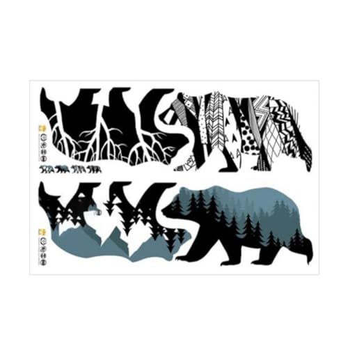 2sheets Polar Bear Wall Sticker Office Wallpaper Office Stickers Animal Posters Forest Animals Decal Background Wall Sticker Silhouette Wall Stickers Wallpaper Decor Wall Decor PVC