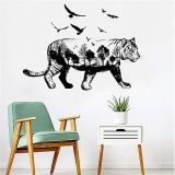 Forest Animal Wall Sticker, Black White Painting Art Animal Wall Sticker Forest Wild Bear Antelope Giraffe Sticker Mural Suitable for Bedroom Living Room Corridor Classroom Office Decoration (C)