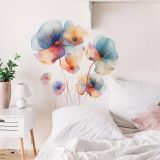 Large Flower Wall Decals Floral Plants Wall Stickers Removable Peel and Stick Mural for Living Room Bedroom Bathroom Office Pink Blue (Flower-B)