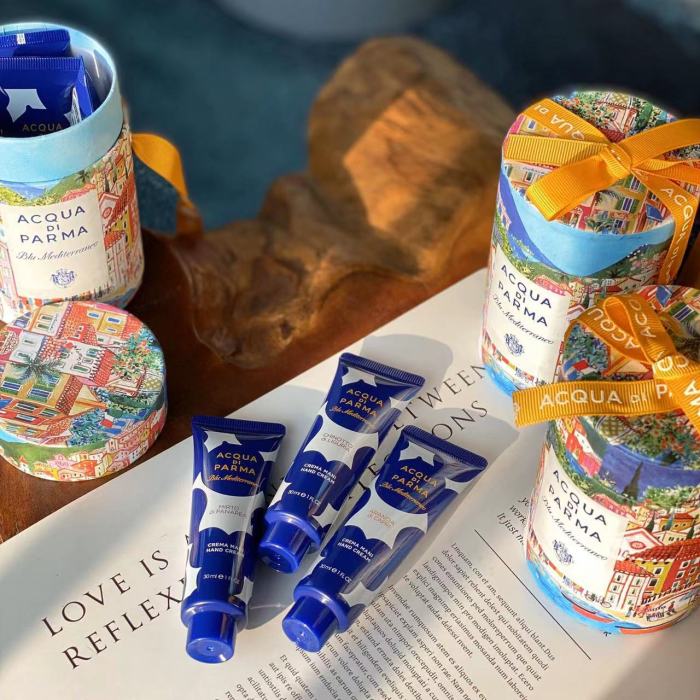 台灣現貨 ACQUA DI PARMA帕爾瑪之水 護手霜 藍色地中海三件套 加州桂香 Ac-qua Di Par-ma （30ml*3）附提袋紙盒