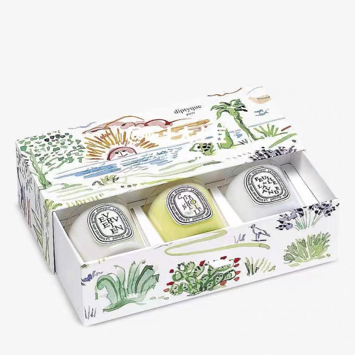 Diptyque蒂普提克 夏日限定香氛蠟燭禮盒 蠟燭香氛 70g*3 薰衣草/檸檬/馬鞭草 附提袋