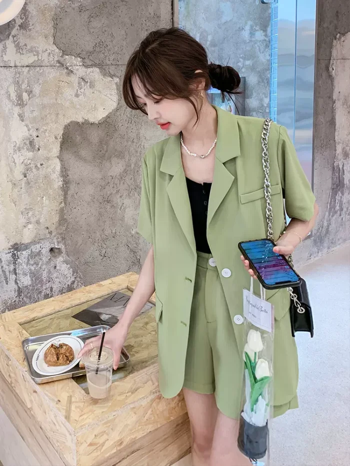 Green set Women's Summer 2023 loose two-piece set