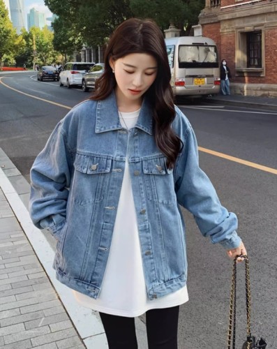 Blue denim jacket for women in spring 2023, new Korean version loose bf style retro casual jacket top Instagram trend