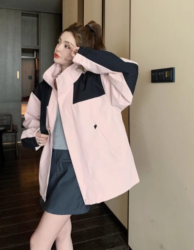 Pink Windproof Sprint Coat for Women's Spring and Autumn 2024 New High end Leisure Sports Style Thickened Workwear Jacket
