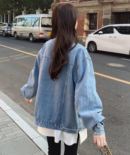 Blue denim jacket for women in spring 2023, new Korean version loose bf style retro casual jacket top Instagram trend