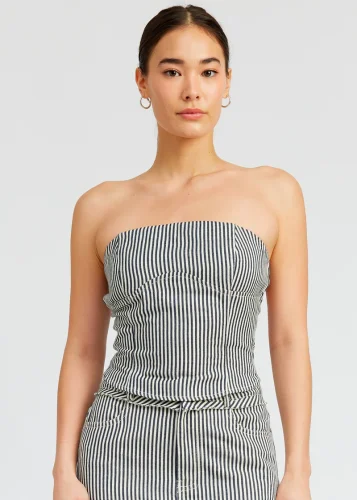 STRIPED TWILL TUBE TOP