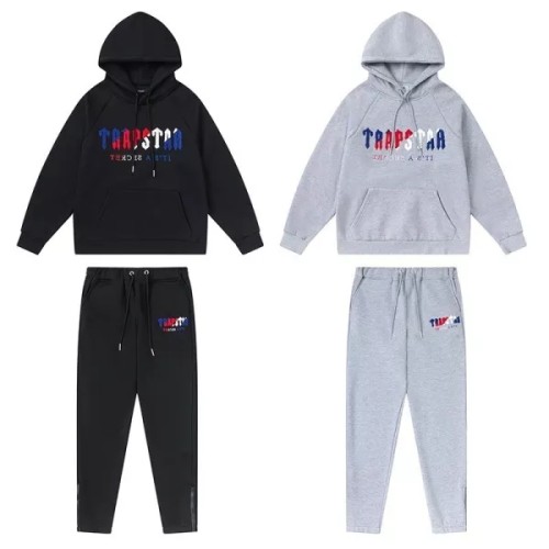 Trapstar Towel Embroidered Hoodie & Pants Tracksuit(Blue Red White Logo)
