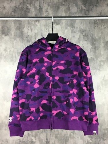 [Best Quality] 1:1 BAPE Color Camo Shark Full Zip Hoodie Purple