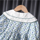 Korean Children's Clothing 2023 Spring Pastoral Two-Piece Sweater Matching Set Cotton Floral Kids' Dresses For Girls 1 To 6 Year