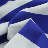 New Summer Cotton Short Sleeves Blue White #Q01