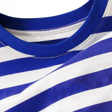 New Summer Cotton Short Sleeves Blue White #Q01