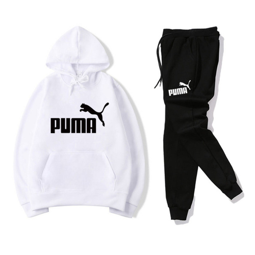 PUMA【22 Color】Pure Cotton Printed Tracksuits Hoodie + Pants Asian Size M-2XL