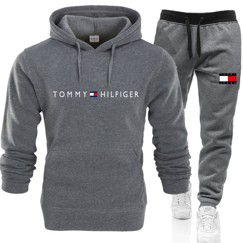 Tommy Hilfiger【9 Color】Pure Cotton Printed Tracksuits Hoodie + Pants Asian Size M-2XL
