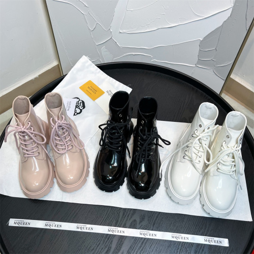 US【5-8】Alexander McQueen Women's Low-Heel Ankle Boots With Box