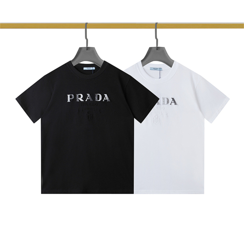 PRADA Embossing T-shirts Asian Size: S-2XL