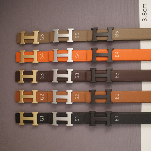 【3.8 CM】HERMES【15 Colors】Belt Optional Box High-Quality Cowhide Material