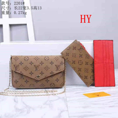 LV 7 Color Shoulder bag wallet card holder 3-piece set Size:22*3.5*13 PU Material No Box xyz21091807