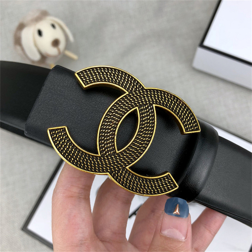 【3.4 CM】CHANEL【2 Colors】Belt Optional Box High-Quality Cowhide Material